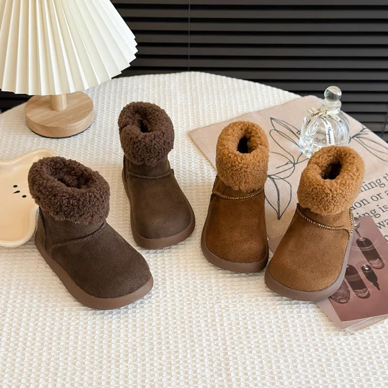 2025 inverno nuovi bambini stivali corti in cotone per ragazze moda stile coreano fondo morbido antiscivolo scarpe da principessa versatili
