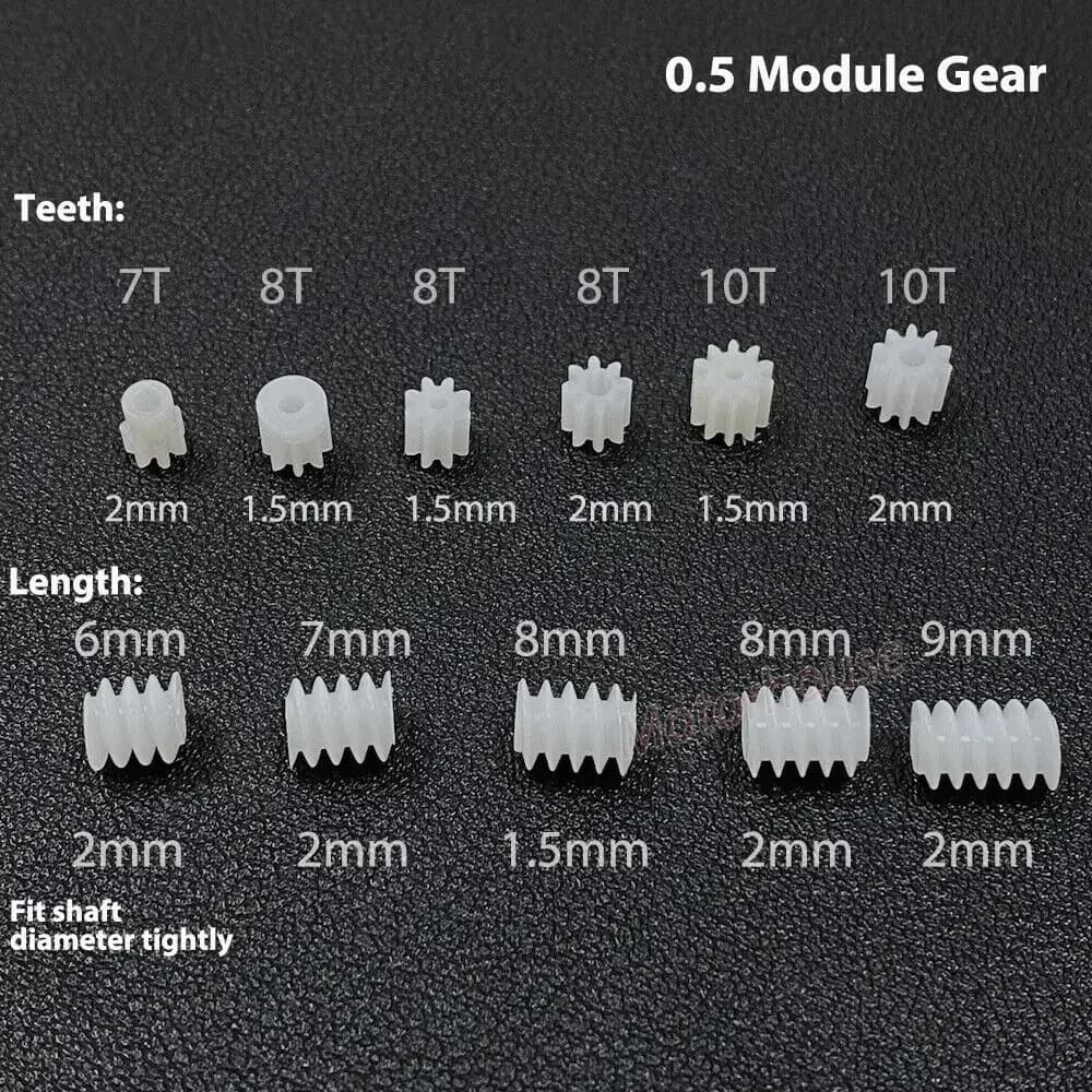 10 pz 0.5 M Moduli Ingranaggio di Plastica 7 T/8 T/10 T Denti Giocattolo RC Modello di Trasmissione Auto Pignone 6mm/7mm/8mm Ingranaggio A Vite Senza Fine Ingranaggi Elicoidali