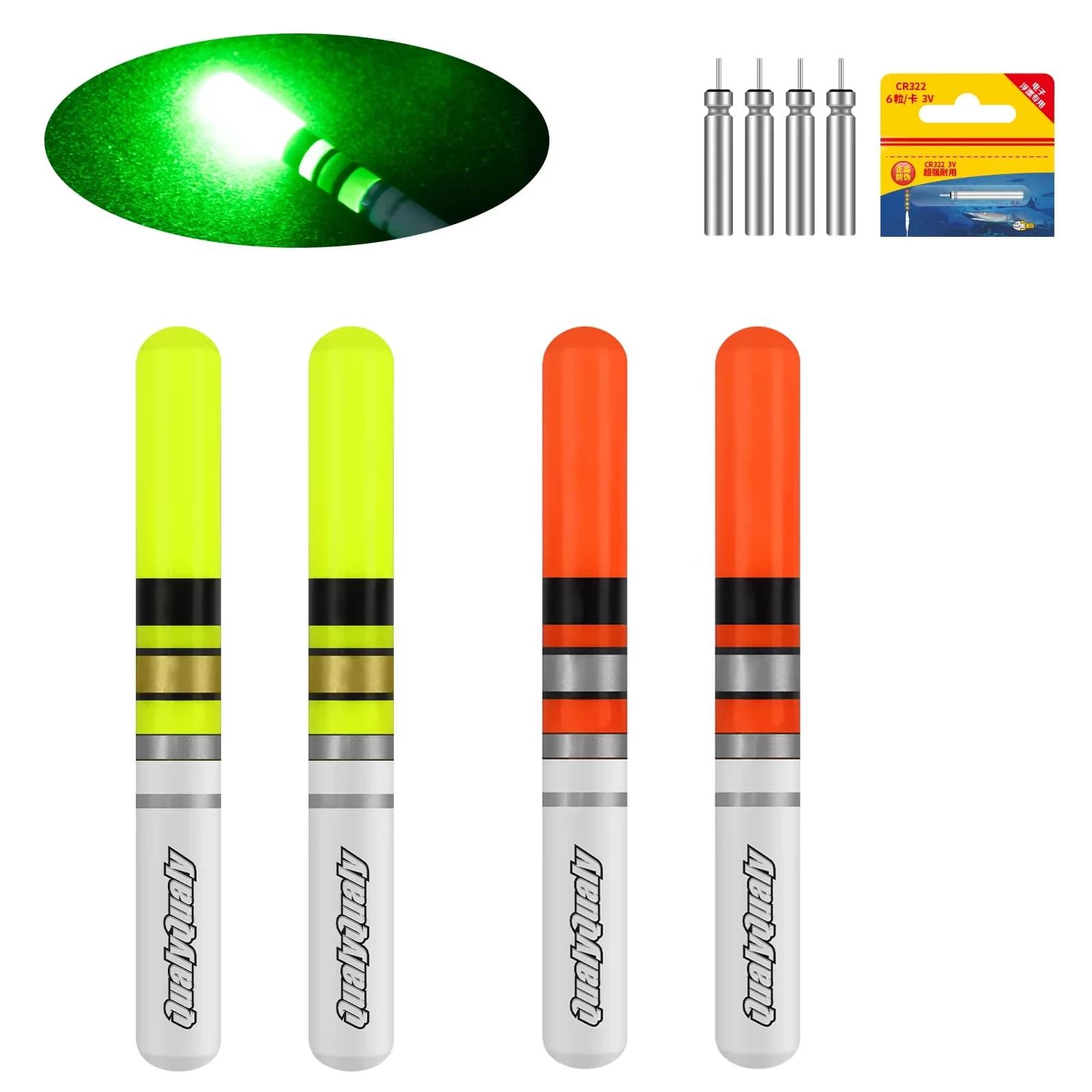 QualyQualy 6 pz. bastoncini luminosi a LED per galleggianti, indicatori luminosi elettronici per canne da pesca notturna