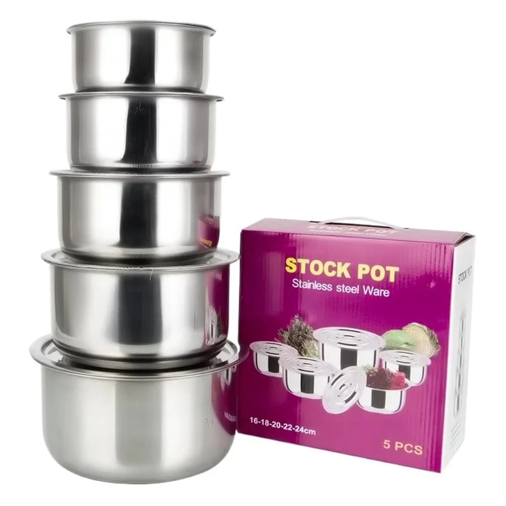 Set di Pentole per Zuppa in Acciaio Inox con Coperchio, Contenitori per Alimenti, Utensili da Cucina, Pentola per Stufati, Accessori per Cucinare