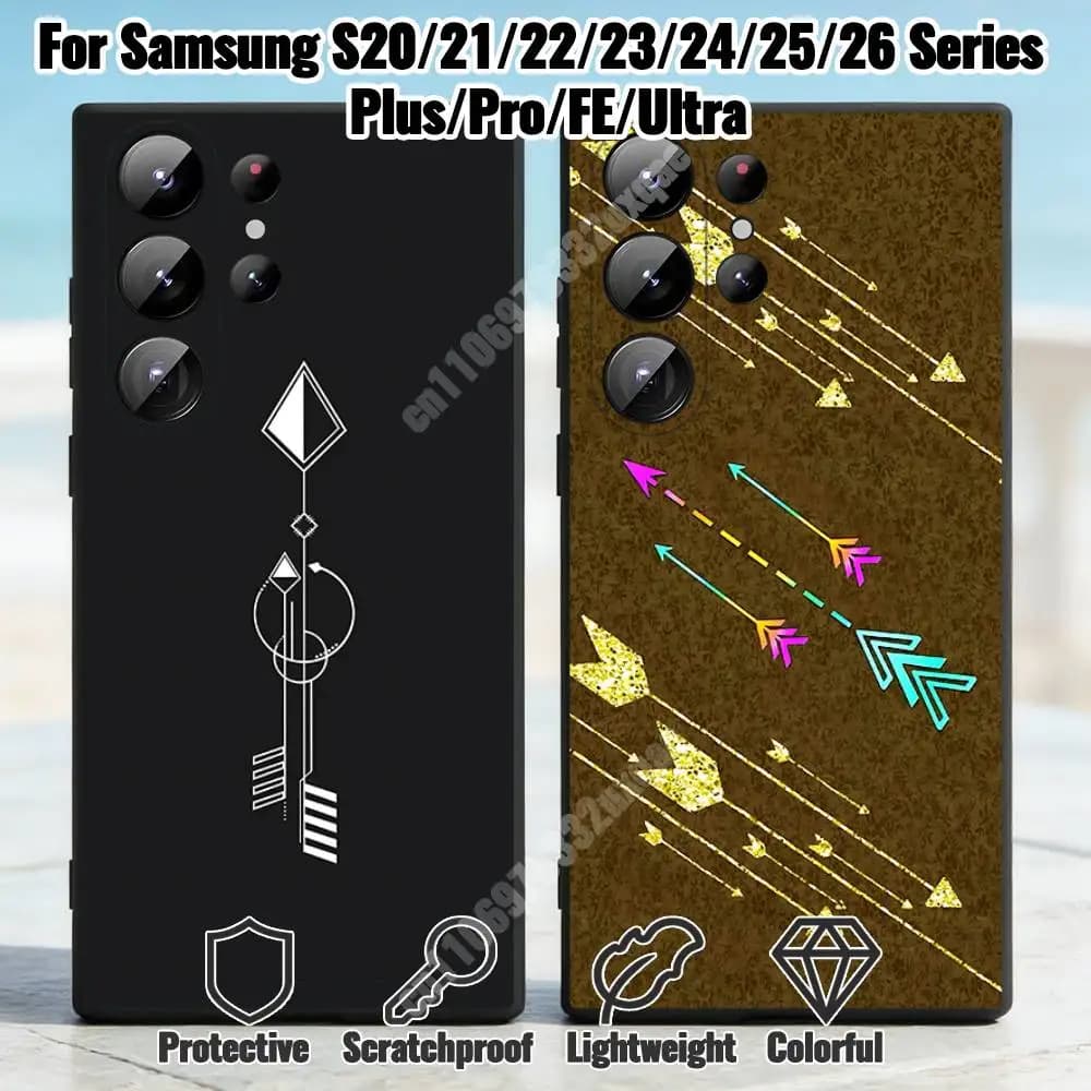 Cover per Telefono con Motivo a Piume di Freccia per Samsung Galaxy S30 26 25 Ultra Plus S24 23 22 FE Lite S21 20, Custodia in TPU