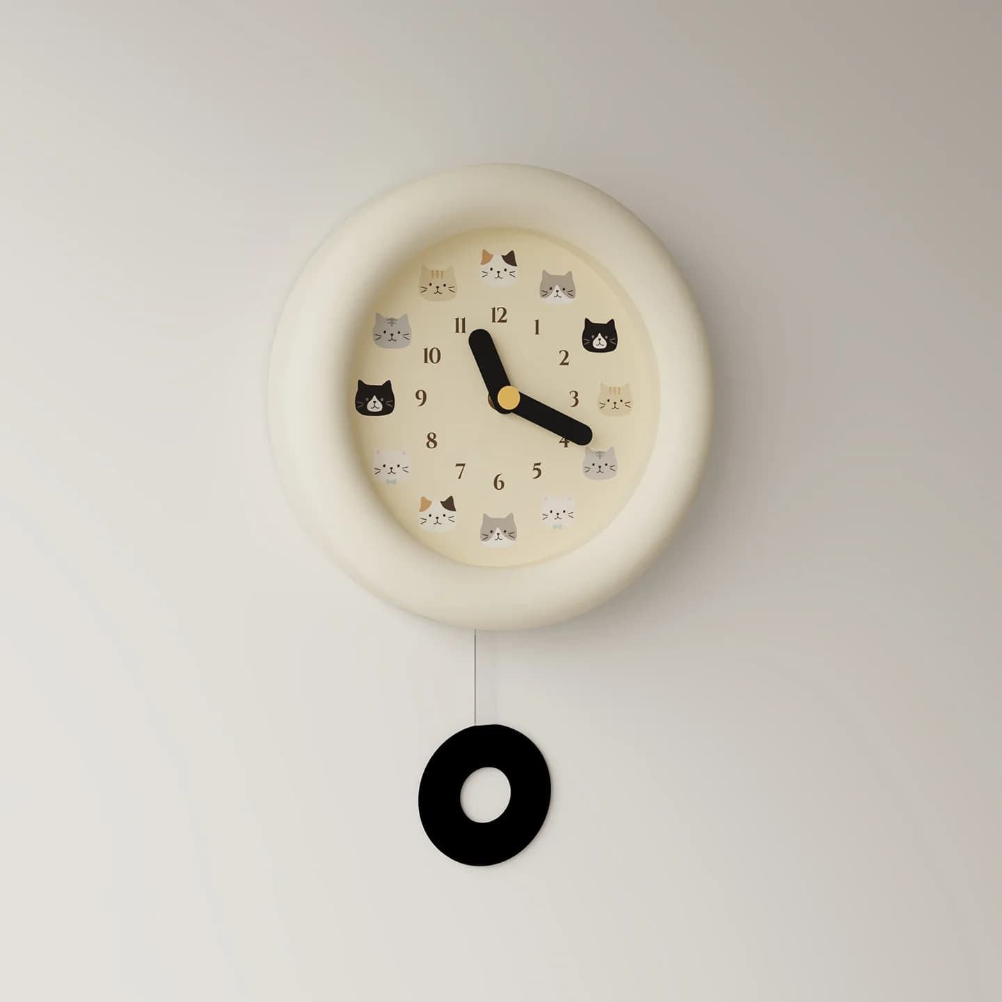 Orologio da Parete Rotondo con Motivo di Gatti, Silenzioso con Pendolo, per Cameretta, Camera da Letto, Soggiorno, Decorazione Casa, Regalo