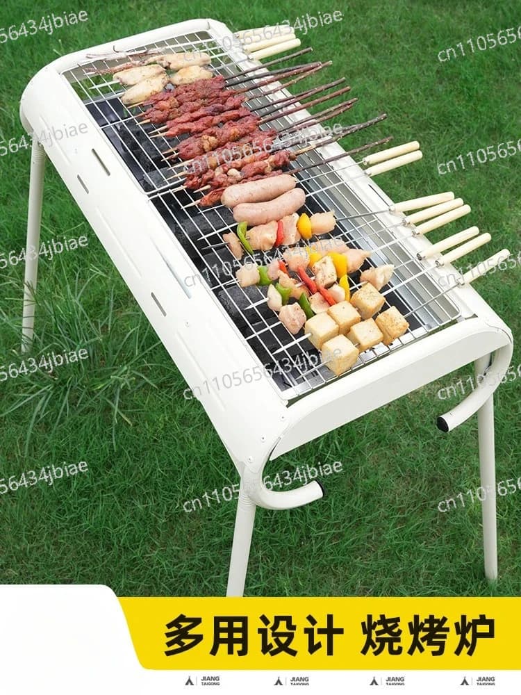 Portable folding barbecue oven for domestic and outdoor use, small universal charcoal grill for camping
