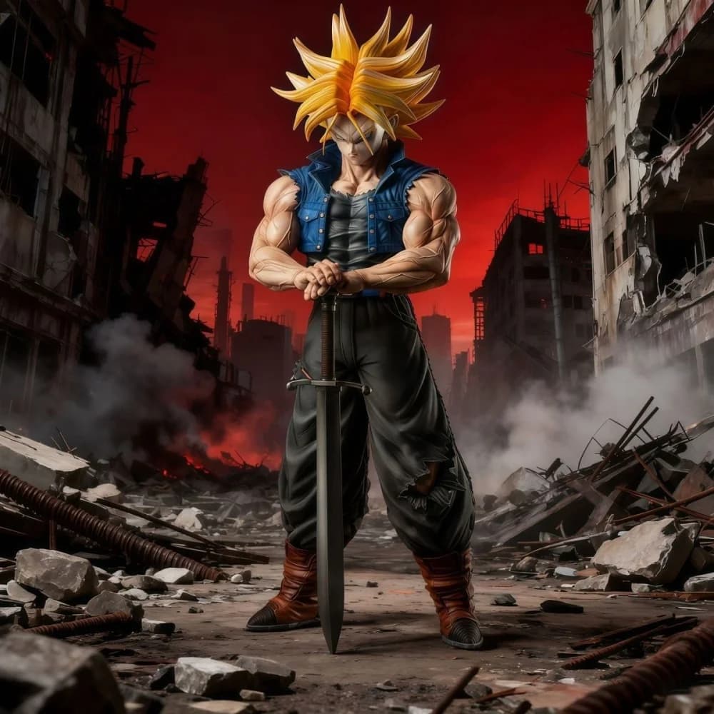 Statuetta Anime Dragon Ball Z, Figura di Trunks 2% Action Figure, 25cm, Statua in PVC, Modellino da Collezione, Decorazione da Scrivania, Giocattolo da Regalo