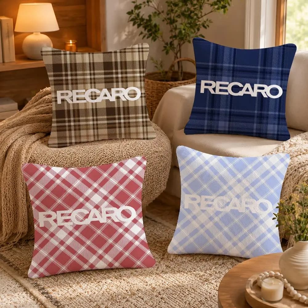 Seat Upholstery R-Recaros Cushion Cover Soft Short Plush Pillow Case Double Sided Print Washable Sofa Bed Home Decor Gift