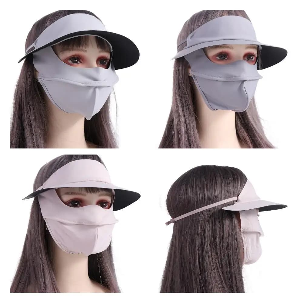 Maschera Viso Regolabile in Seta Ghiaccio con Protezione Solare, Sciarpa Estiva Monocolore, Velo Protettivo per Occhi, Maschera Gini per Ciclismo
