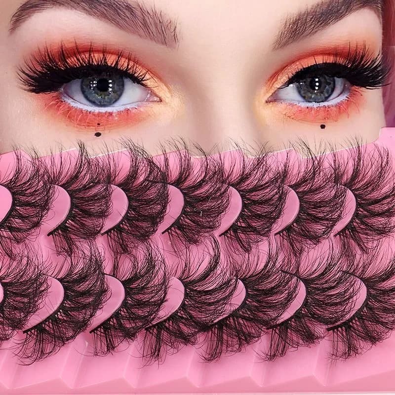 7 pairs of fried natural fake eyelashes, thick and curled stage makeup eyelashes, perfect for dramatic appearance and everyday use