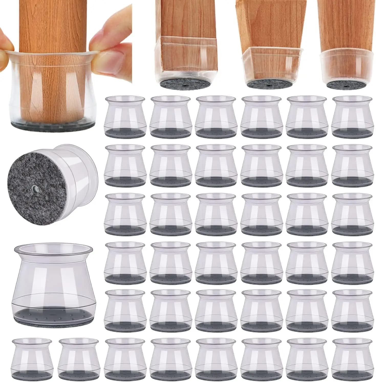 28 protezioni per pavimenti per gambe di sedie per pavimenti in legno, tappi per sedie in silicone, coperture per mobili, cursori con fondo in feltro avvolto