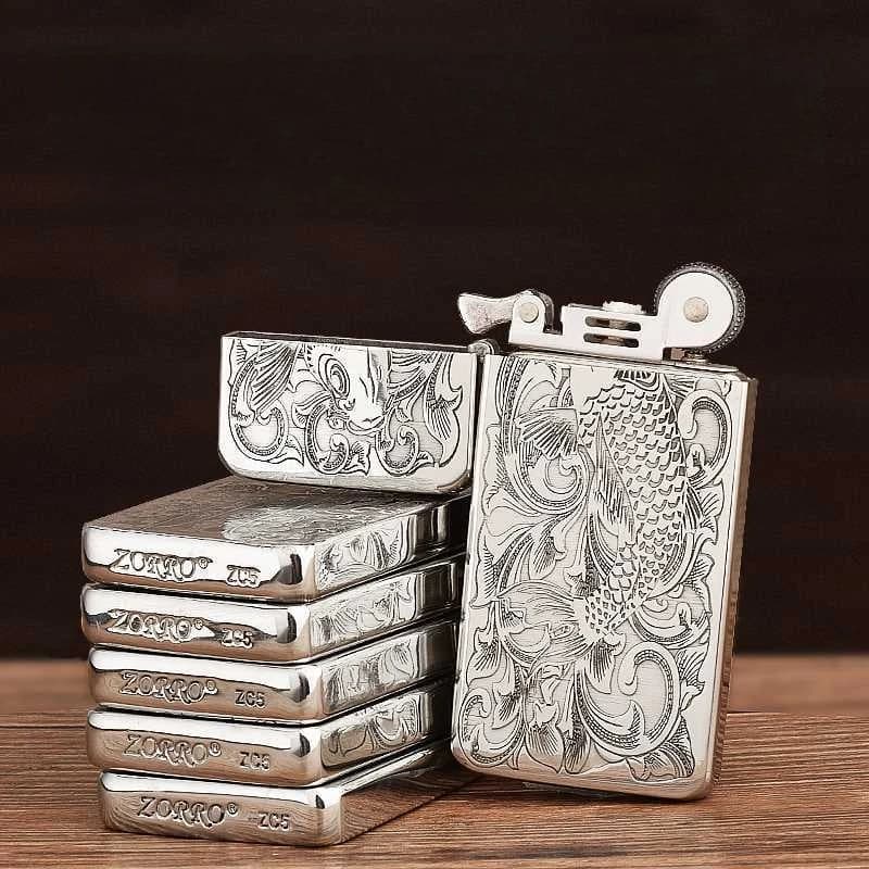 Zorro ZC5 Laser-engraved Slim and Ultra-thin Kerosine Lighter, Lightweight, Portable and Windproof for Gift Giving