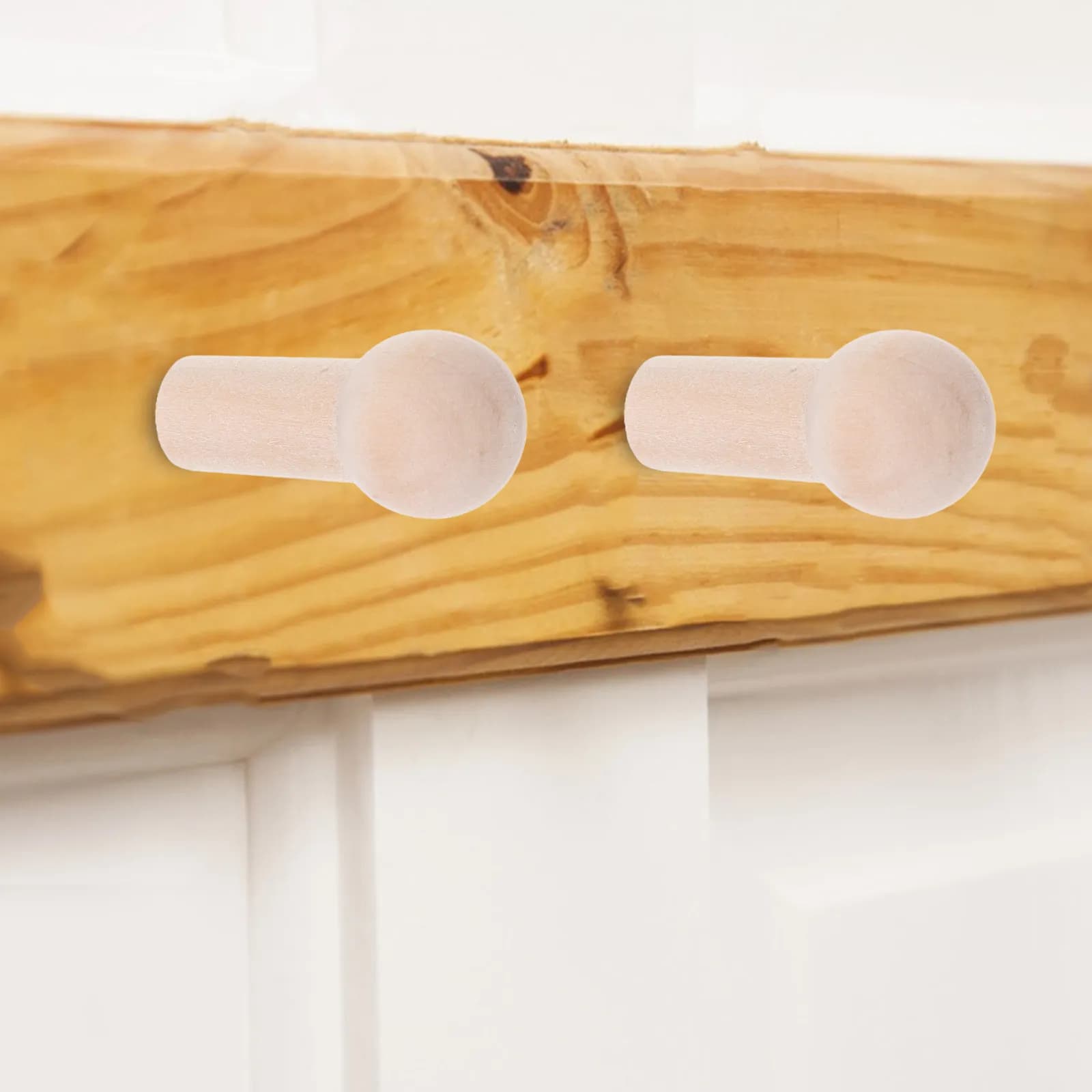 10Pcs Wooden Round Coat Hook Natural Finish No Paint Door Hanger for Bathroom Kitchen Entryway Towel Hat Clothes Organizer