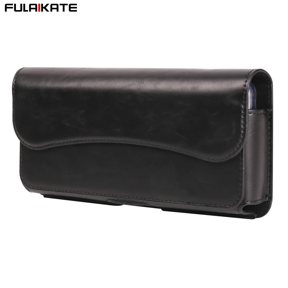FULAIKATE Borsa per telefono da uomo con vita orizzontale Crazy Horse, custodia in pelle per Samsung Note23 Ultra, iPhone 15 Pro Max, 6,1"-7,2"