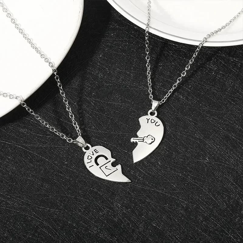 Chiave di blocco 2 pezzi Coppia Cuore Puzzle Ti amo Ciondolo Coppia Collana Pendenti Collane per gli amanti Regali di gioielli di San Valentino