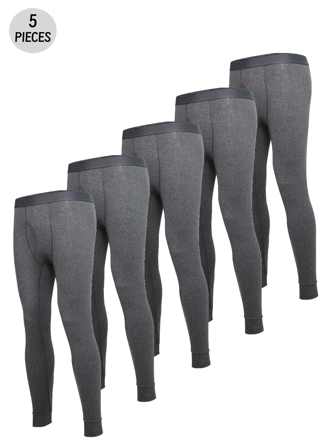 Intimo caldo da uomo in 5 pezzi: comodi pantaloni attillati sportivi elasticizzati per l'autunno e l'inverno
