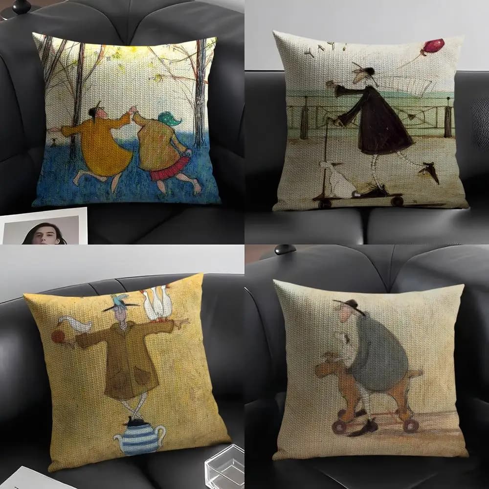 Sam Toft Art Cushion Cover Natural Linen Organic Fabric Double-Sided Printing Sofa Home Decor Gift Pillow Case