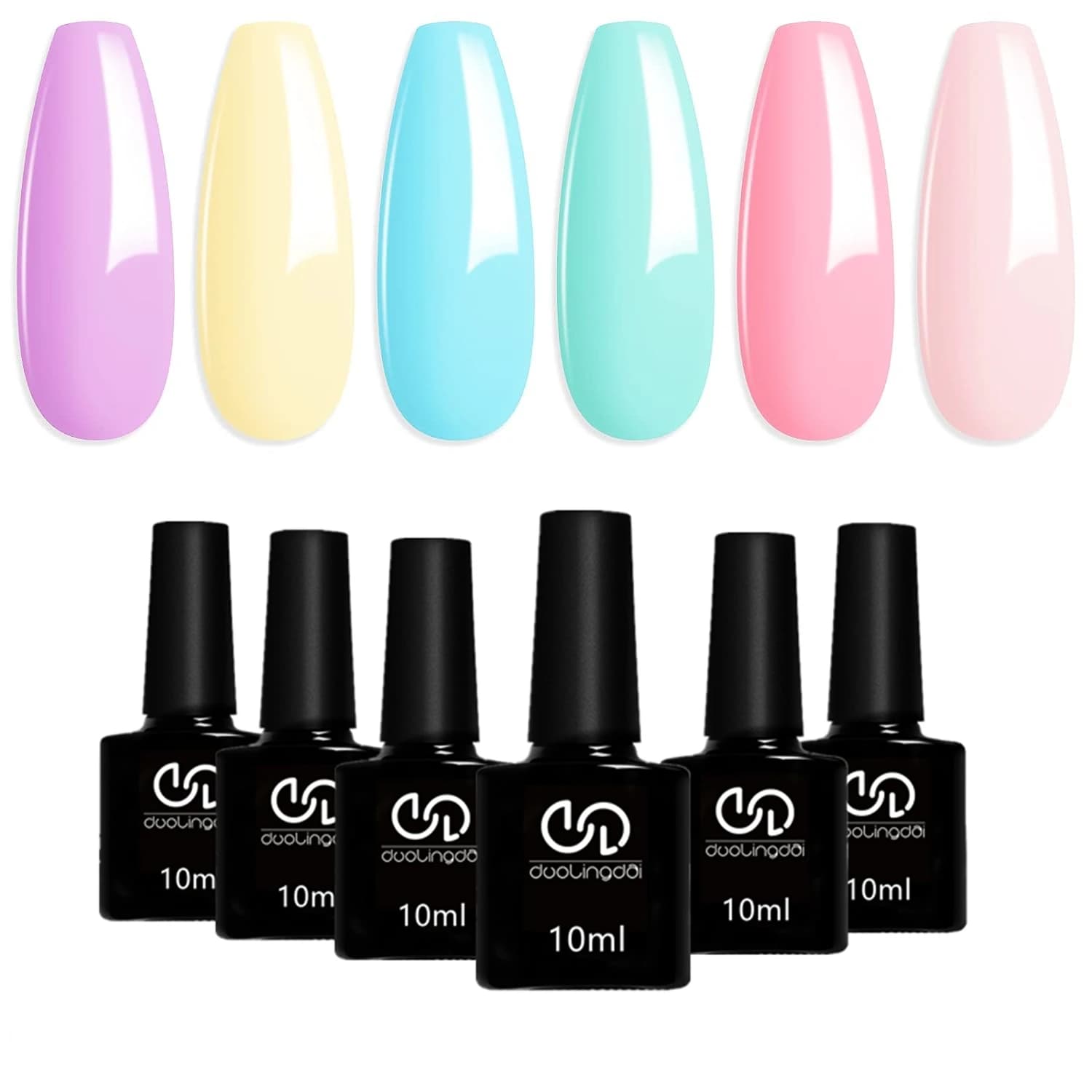 Set di Smalti Gel Macaron a 6 Colori 8ml, Polimerizzazione LED/Luce, Gel Rimovibile, Liscio e Facile da Applicare, per Salone e Casa