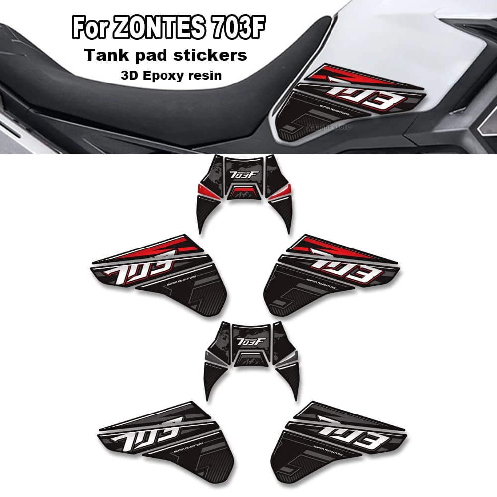 Kit di protezione con adesivi 3D in resina epossidica per serbatoio carburante per moto Zontes ZT703-F ZT-703F ZT 703F 703 F Adventure