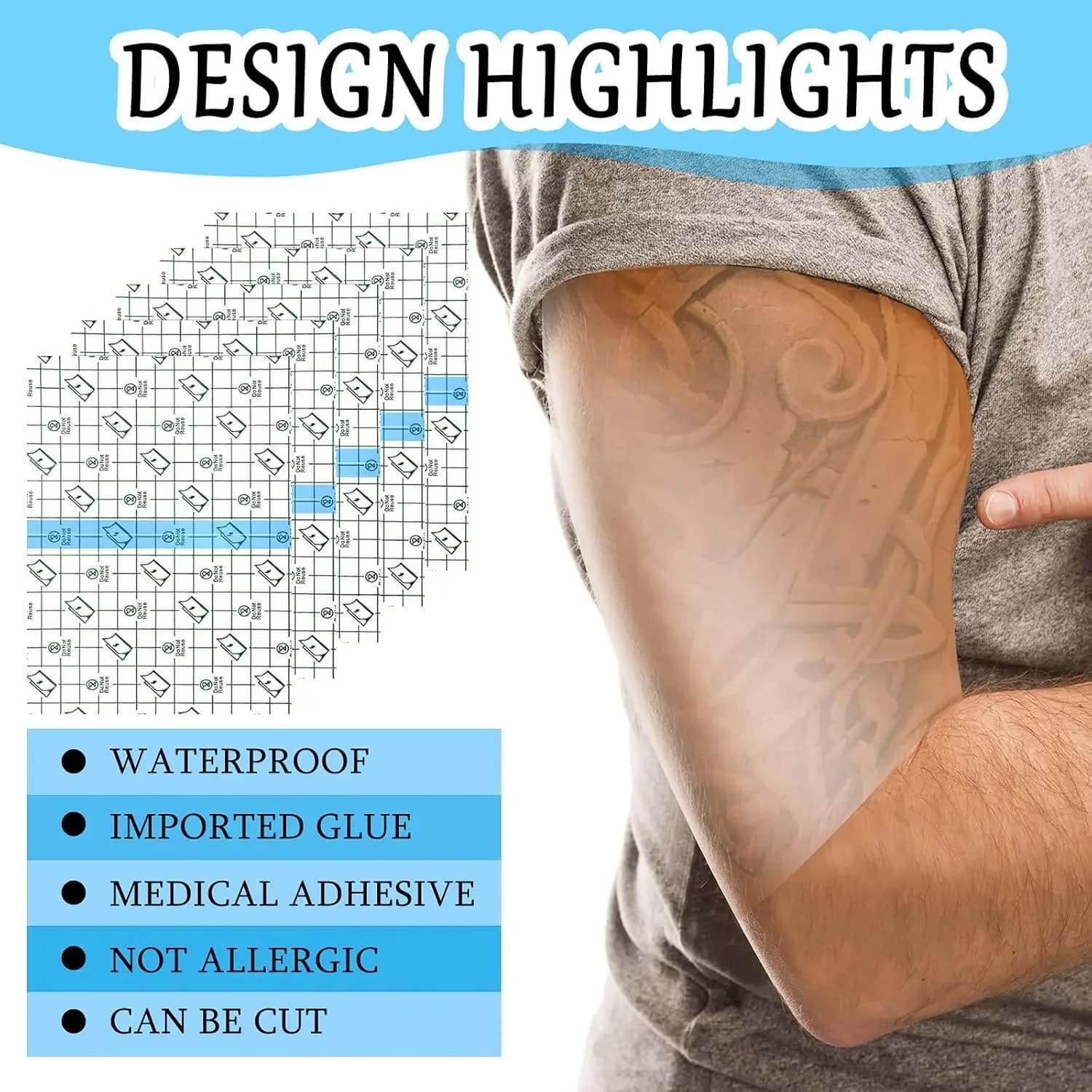 Narkasy Tattoo Transparent Adhesive Bandage - Waterproof Adhesive Skin Dressing Tape Transparent Film Bandages Clear Cover up