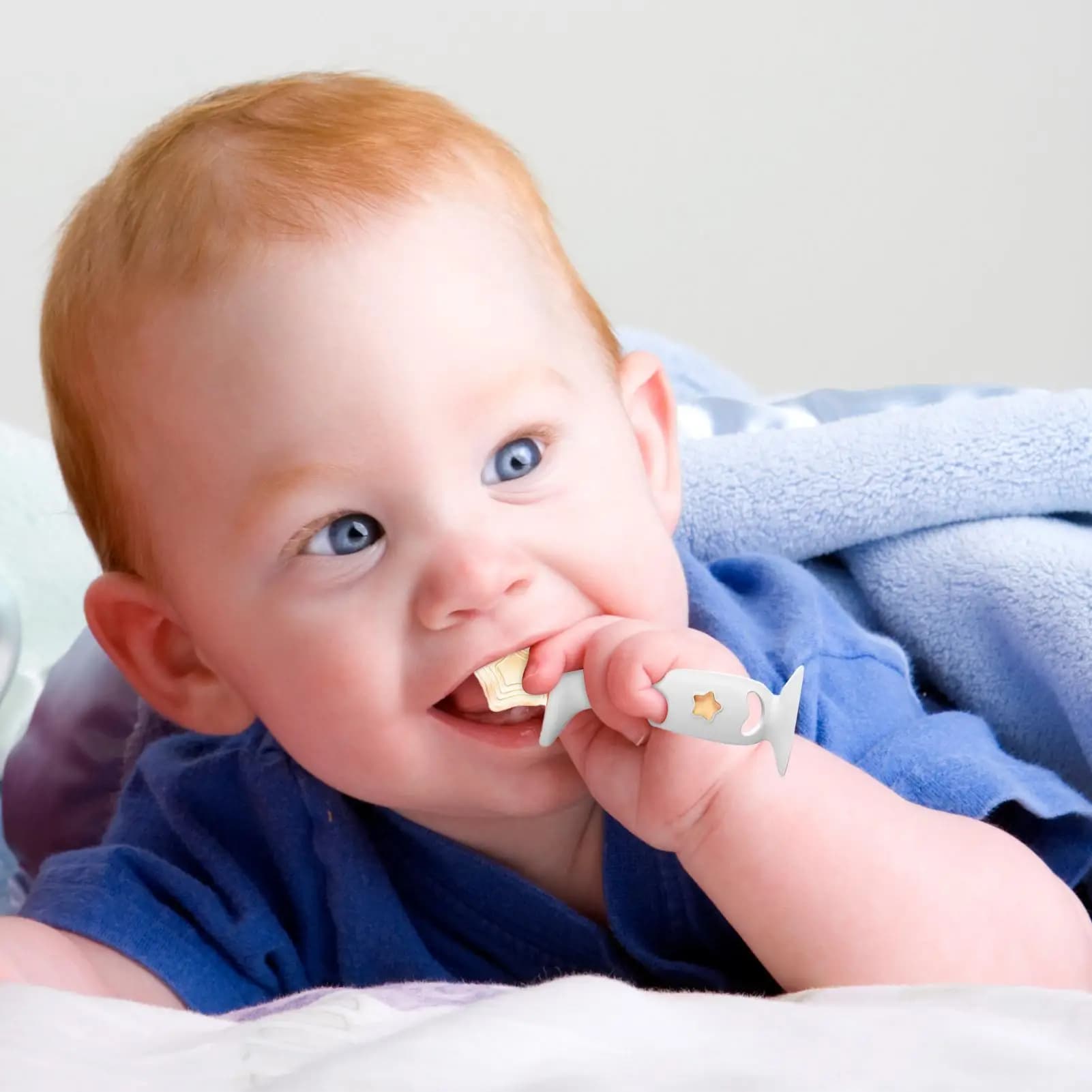 Giocattoli per massaggiagengive Bastoncini per dentizione in silicone a forma di stella marina con design a forma di stella marina Ventosa Giocattolo da masticare sensoriale per ragazzi e ragazze dai 0 ai 2 anni