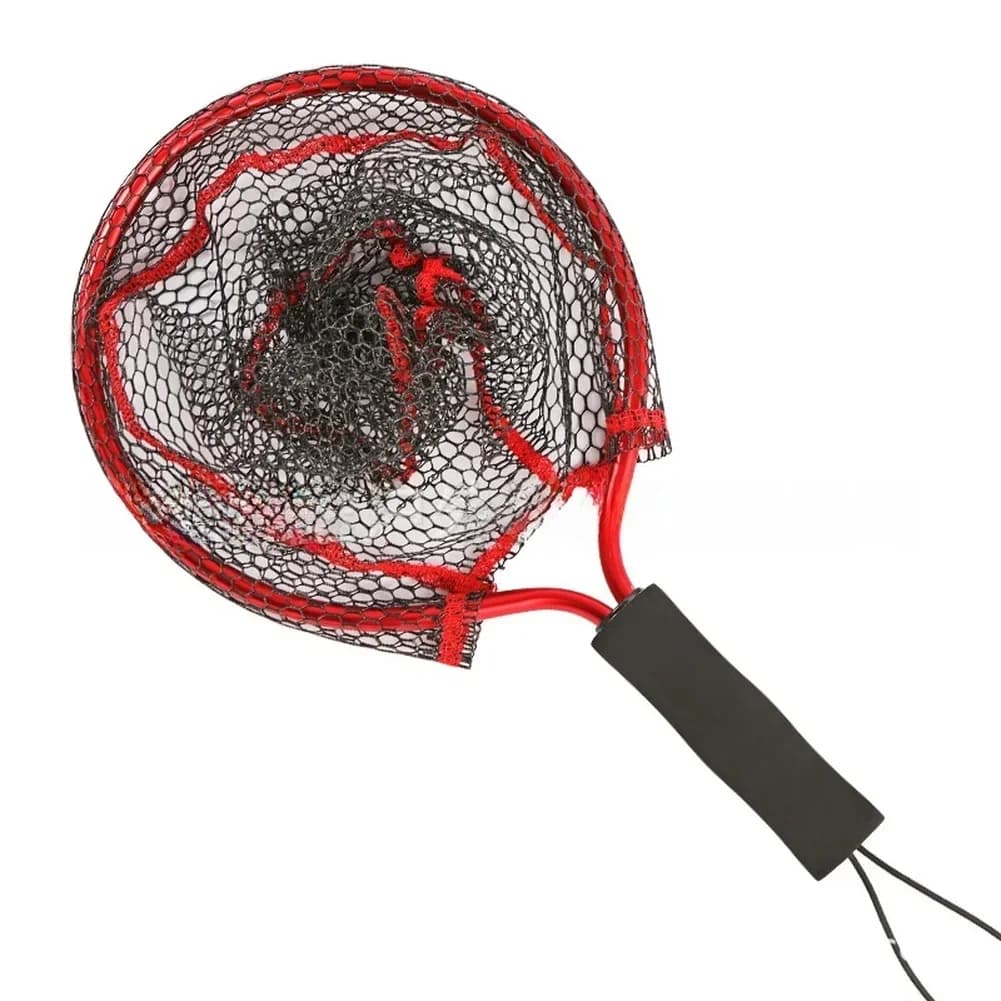 Lightweight Aluminum Alloy Fishing Landing Net Triangular Folding Fishing Net With Coated Mesh Portable Fishing Accessories