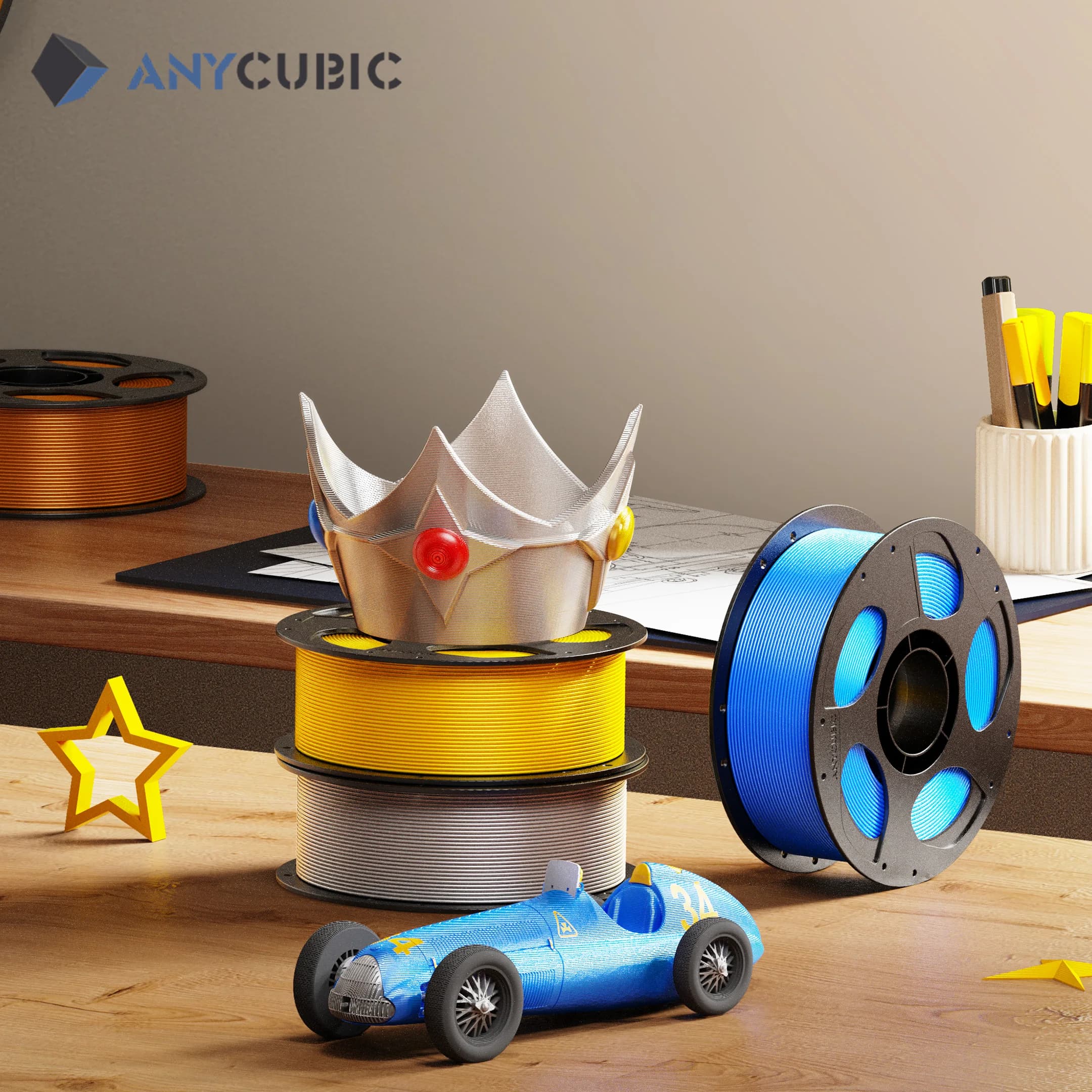 ANYCUBIC Silk 1.75mm 1kg/roll, 3D Printing Material Silk Effect, PLA 3D Printer Silk FDM