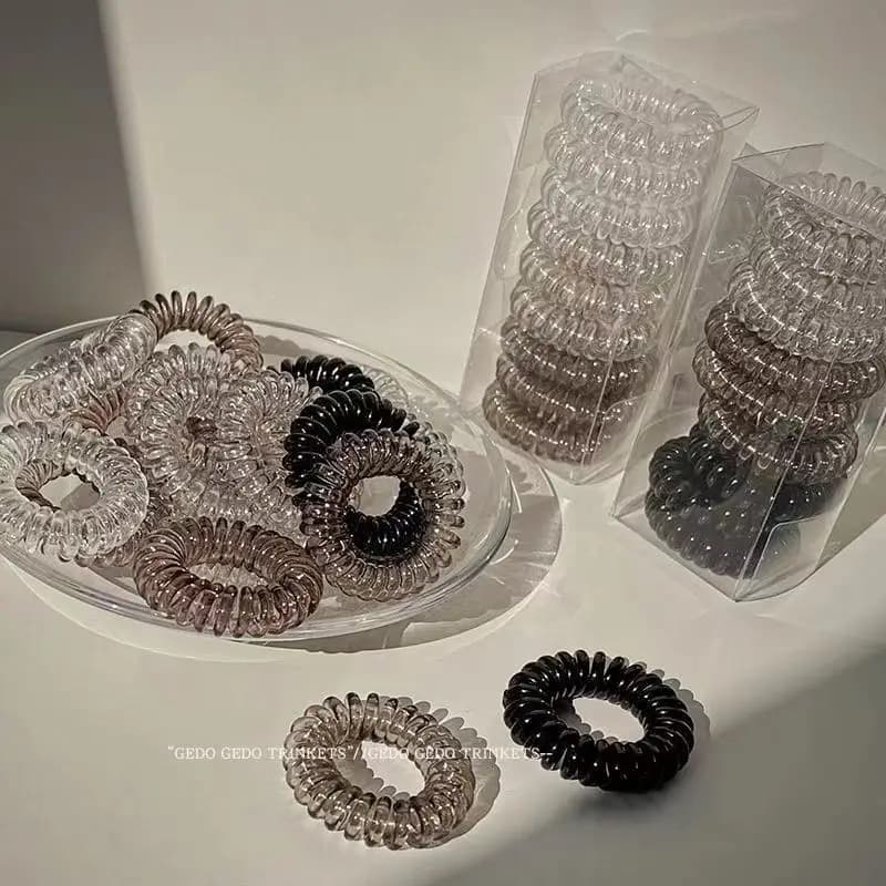 9PCS Filo telefonico Fasce elastiche per capelli Cravatta per capelli a spirale trasparente Porta coda di cavallo quotidiano Elastici per ragazze Scrunchies Corda per capelli