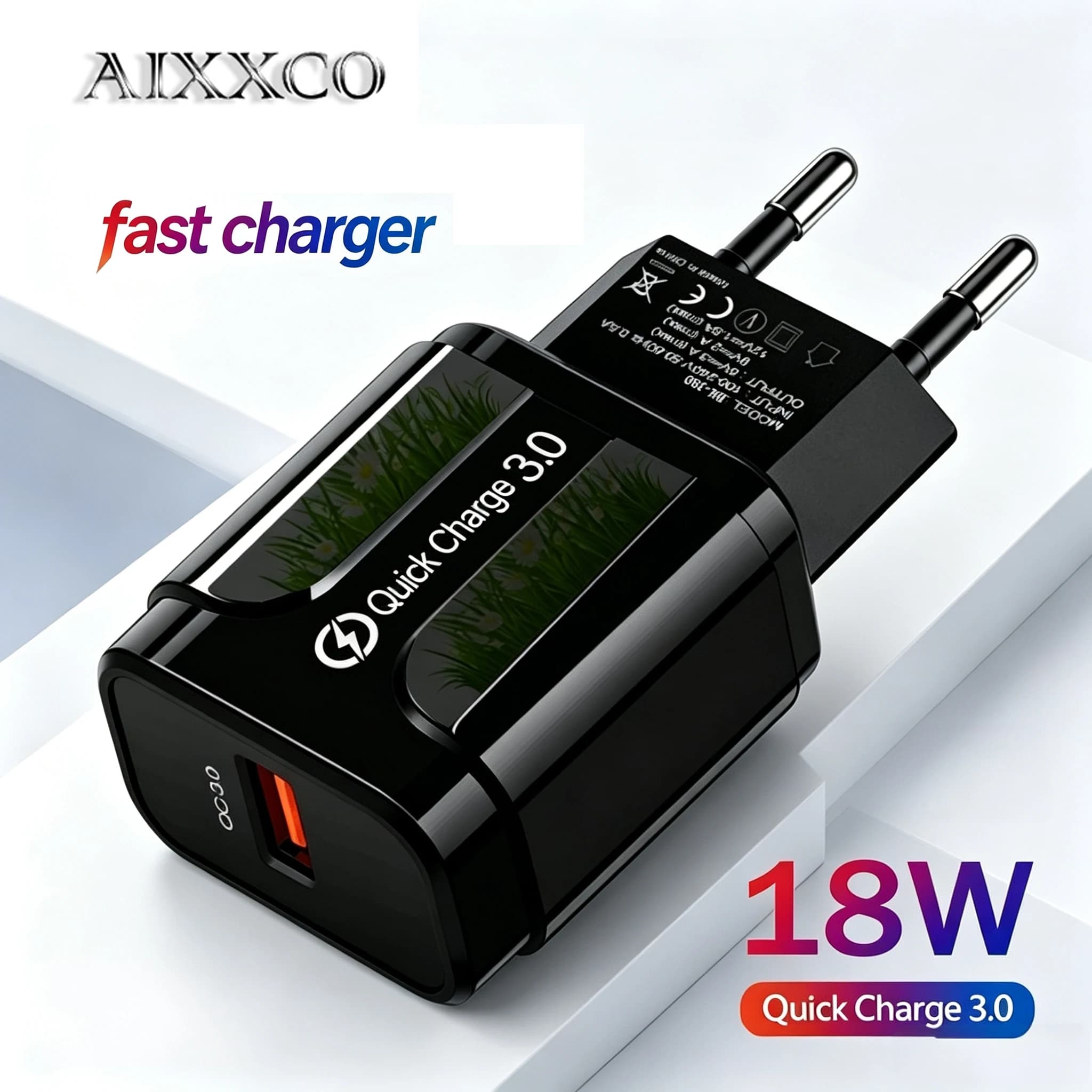 AIXXCO 5V 2A Spina UE HA CONDOTTO LA Luce 2 Adattatore USB Dispositivo di Caricatore Da Parete Del Telefono Mobile Carica Rapida QC 3.0 Caricatore Mobile Caricatore Veloce