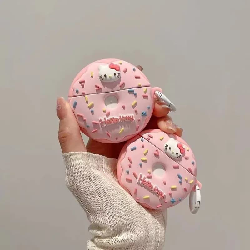 Protective Case in Silicone Anti-Caduta for AirPods 4 3 2 1 Pro Pro2 in Chemistry Shape with Cat Hello Kitty Pink Cute