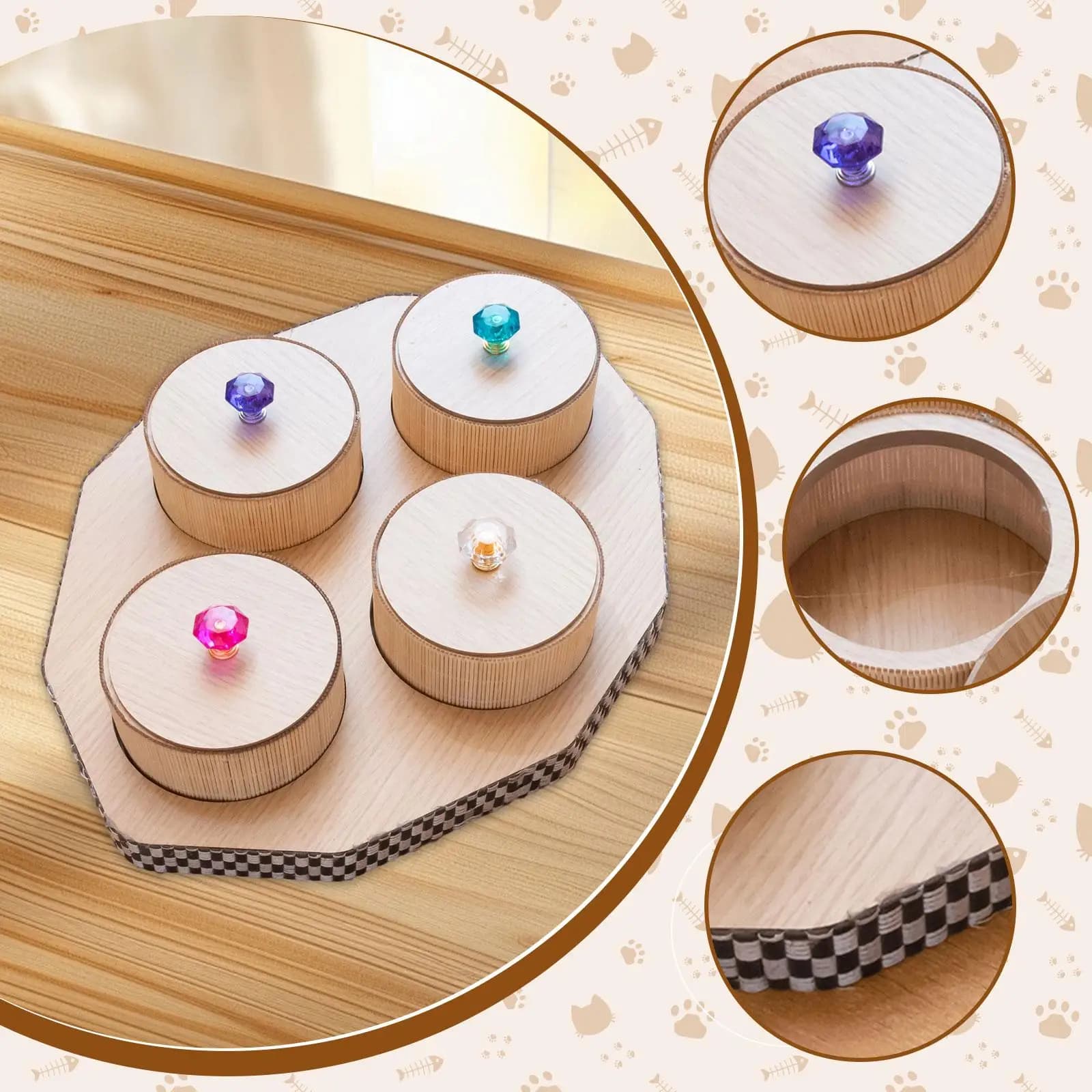 Wooden Dried Fruit Plate Compartment Serving Dish Candy Nuts Storage Platter for Living Room Office
