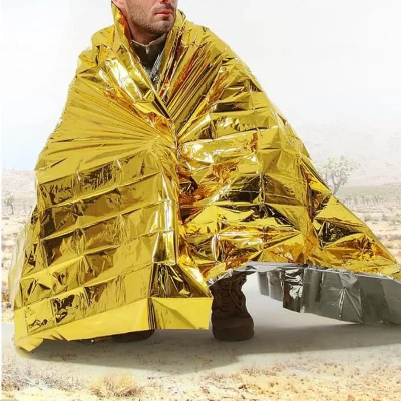 1PC Emergency Blanket Outdoor Survive First Aid Rescue Kit Windproof Waterproof Foil Thermal Blanket for Camping Hiking