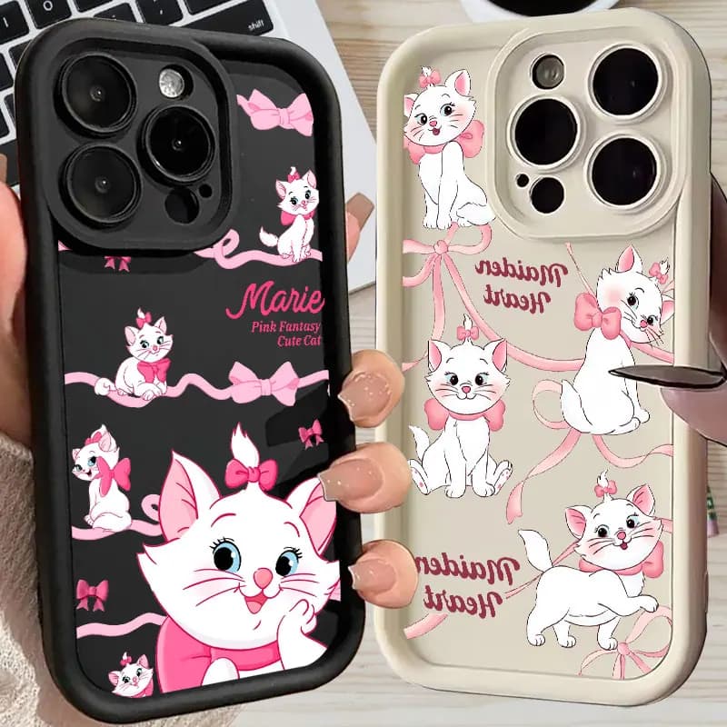 Custodia Protettiva in Silicone Disney Pink Marie Cute Cat per Apple iPhone 17E 15 16 14 13 12 11 17 Pro Max 17 Air Plus 16E