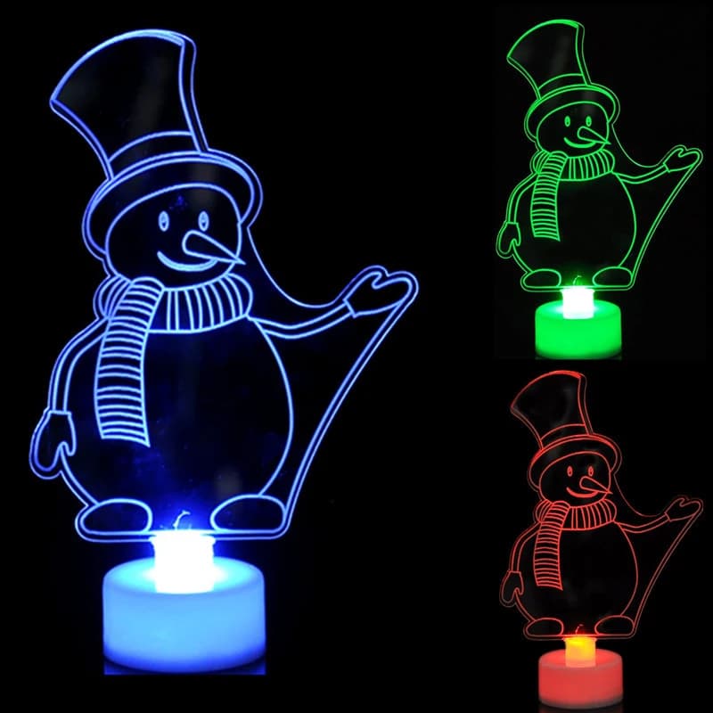 LED Mini Night Lights Snowman Lamp Colorful Flashing Christmas Ornament Birthday Party New Years Festive Decor Lighting