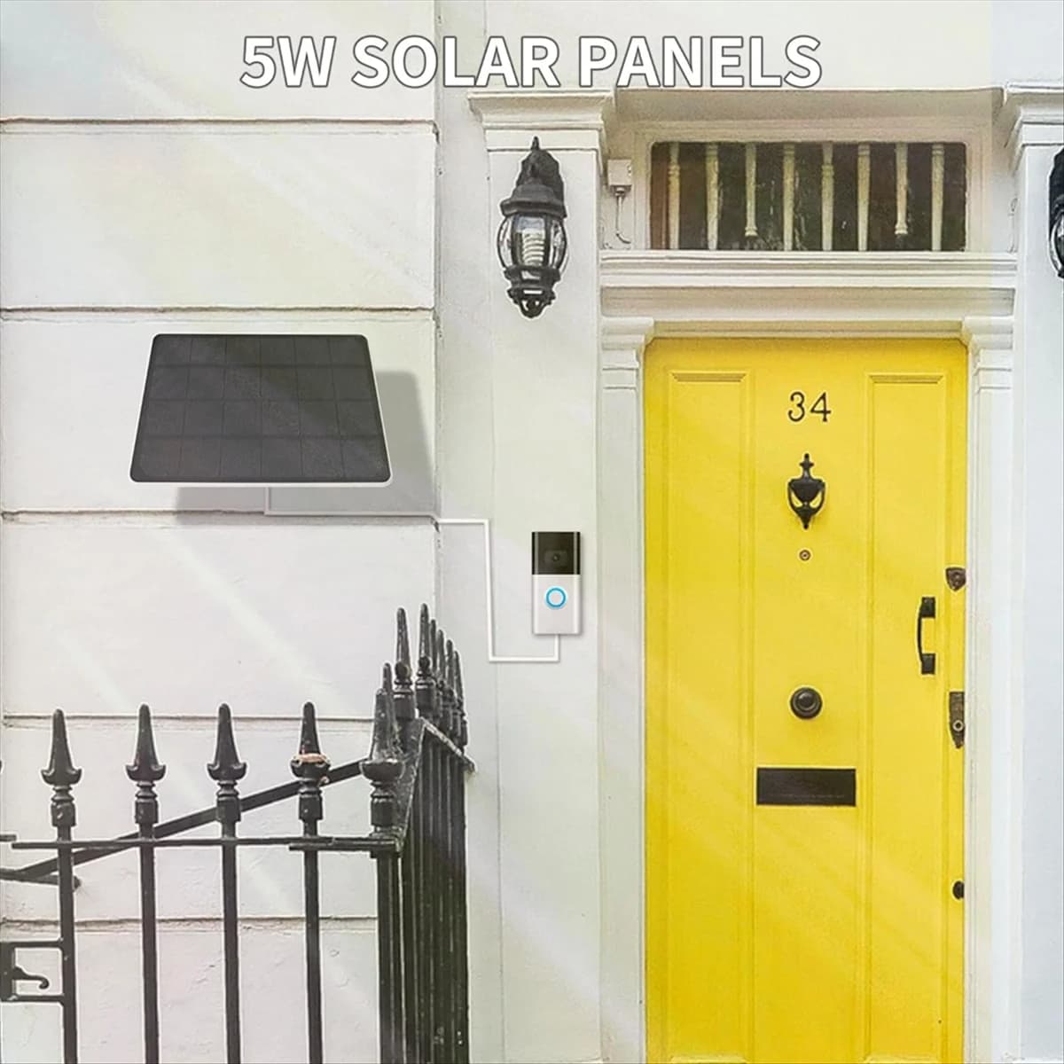 2025+Solar Panel for Ring Doorbell, 5W Solar Charger for Ring Video Doorbell 3/3 Plus,Video Doorbell 4, Video Doorbell Plus
