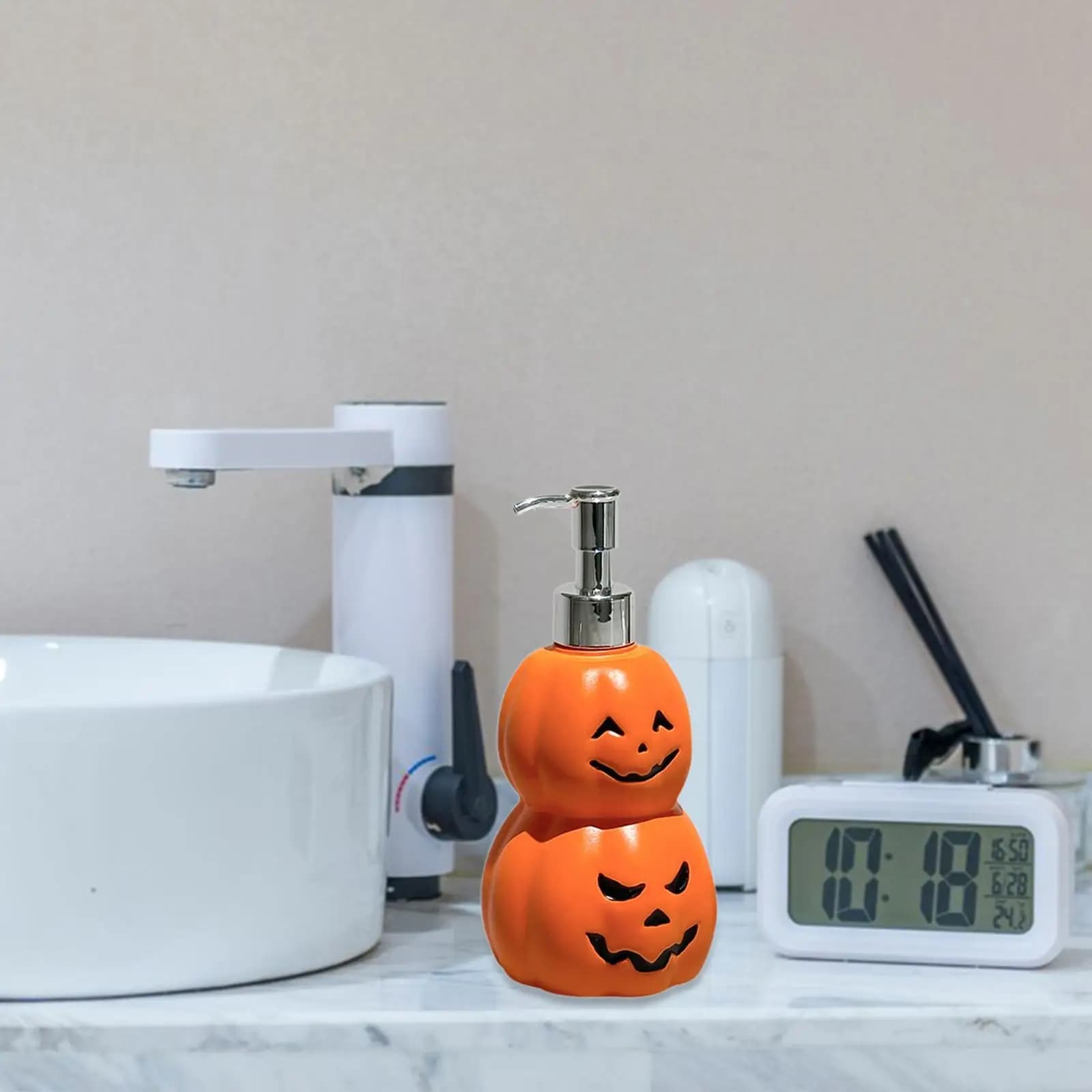 Contenitore vuoto per il lavaggio del corpo con dispenser di sapone zucca di Halloween per la cucina dell'hotel