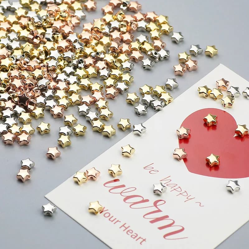 6mm 100 ~ 400 pezzi a forma di stella CCB Bead Spacer oro/argento placcato perline allentate per accessori per la creazione di gioielli collana fai da te