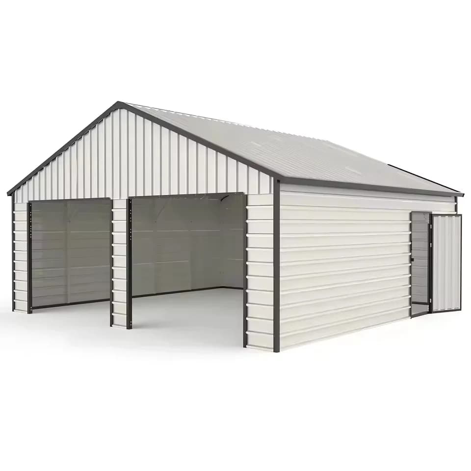 Outdoor Heavy Duty Lockable Double Hinged Doors Extra Large Carport For Cars Trucks Lawn Equipment Double Metal Shed