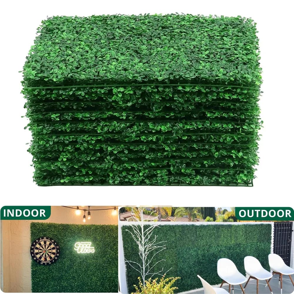 12 Pezzi 40x60cm Pannelli di Fogliame Artificiale per Pareti Vegetali, Tappeti di Erba, Recinzioni, Decorazioni per la Casa, Piante Finte, Prato Simulato per Giardino