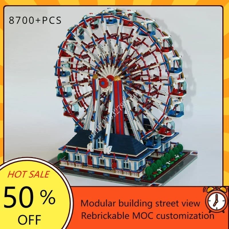 8700 + PZ Ruota Panoramica Modulare MOC Creativo vista stradale Modello Puzzle Personalizzato Architettura Educazione FAI DA TE Modello di Montaggio Giocattolo Regali