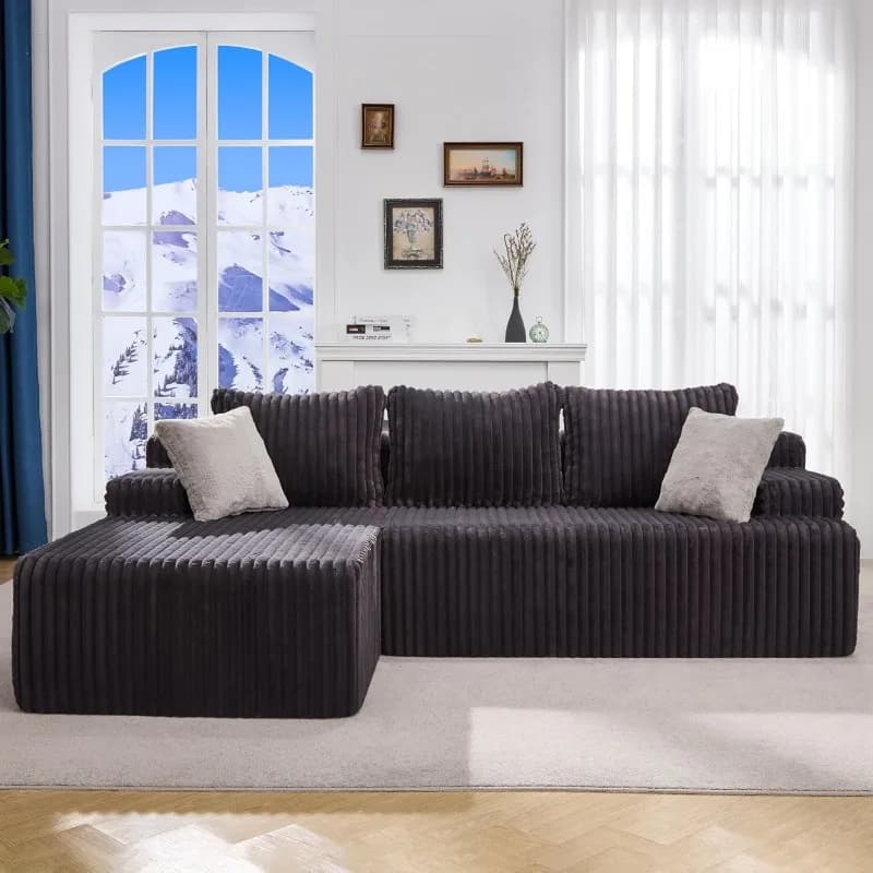Divano Componibile Hobestluk a Forma di L, Divano Modulare a 3 Posti con Memory Foam per Soggiorno