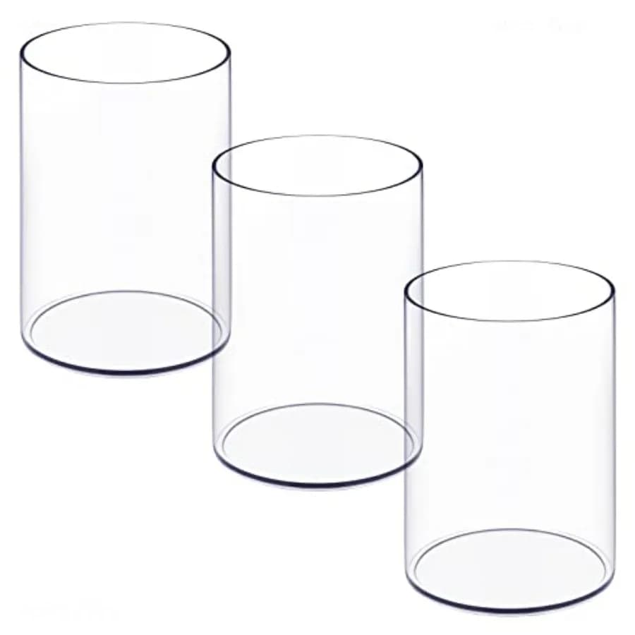 Stylish Clear Acrylic Desk Organizer Pen and Pencil Holders Set of 3, Round Makeup Brush Storage Perfect for Home, School and O