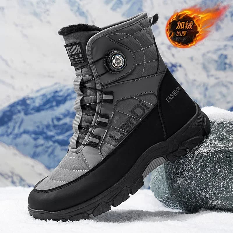 Nuove scarpe alte in cotone da uomo invernali, stivali da neve caldi in peluche taglie forti, scarponi da trekking antiscivolo, scarpe sportive alte da uomo