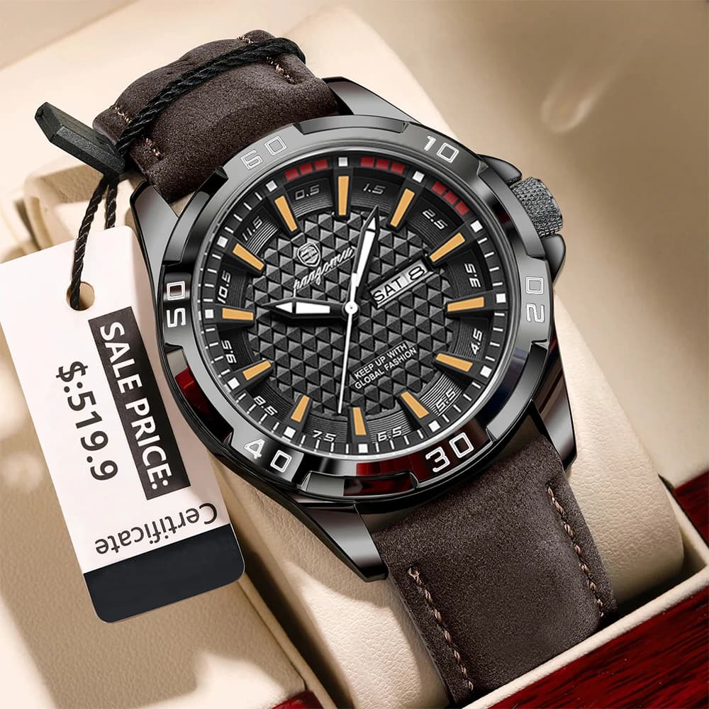PAAZOMU Marca Uomo Moda Orologi al quarzo Cinturino in pelle maschile Sport Orologi da polso impermeabili CalendarClock Relogio Masculino