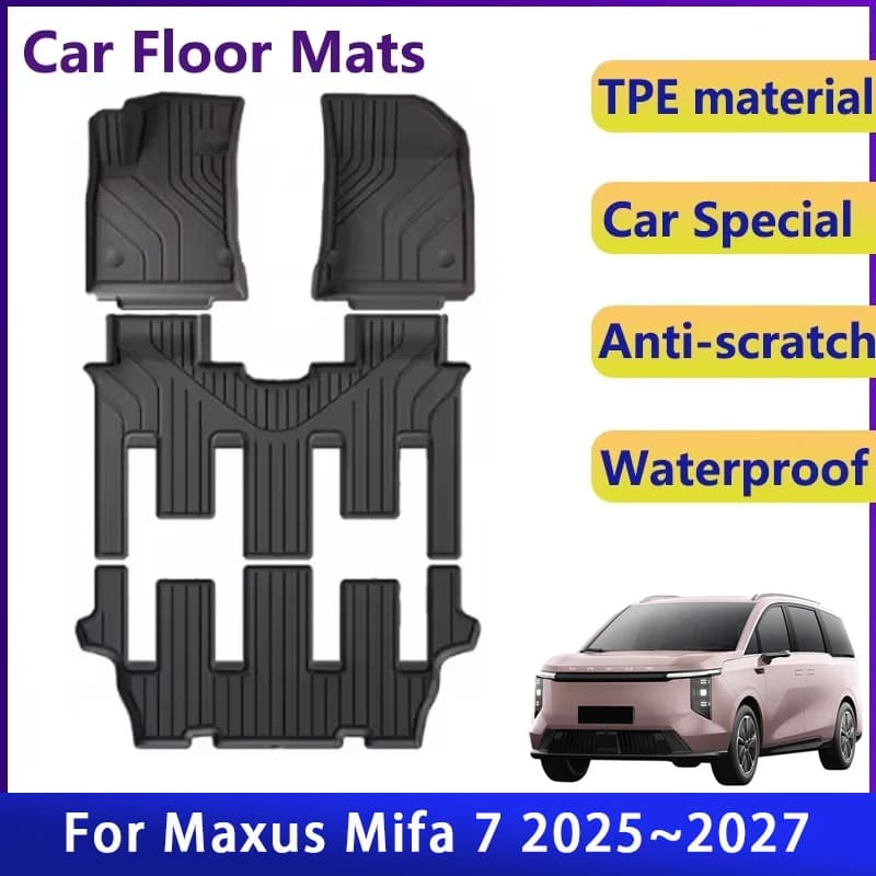 Tappetini Auto di Lusso per MG Maxus Mifa 7 2025 2026 2027 Impermeabili, Tappetini Anteriori e Posteriori per Guida a Destra e Sinistra, Accessori Auto