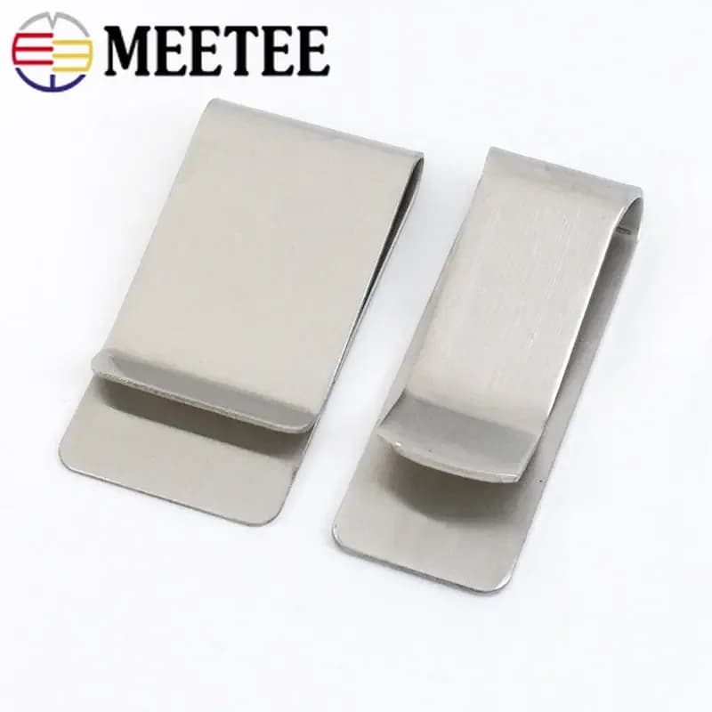 2/5Pcs Meetee fermasoldi in metallo morsetto in acciaio inossidabile cintura in pelle artigianale per supporto per Notebook fondina a molla gancio fibbia accessorio