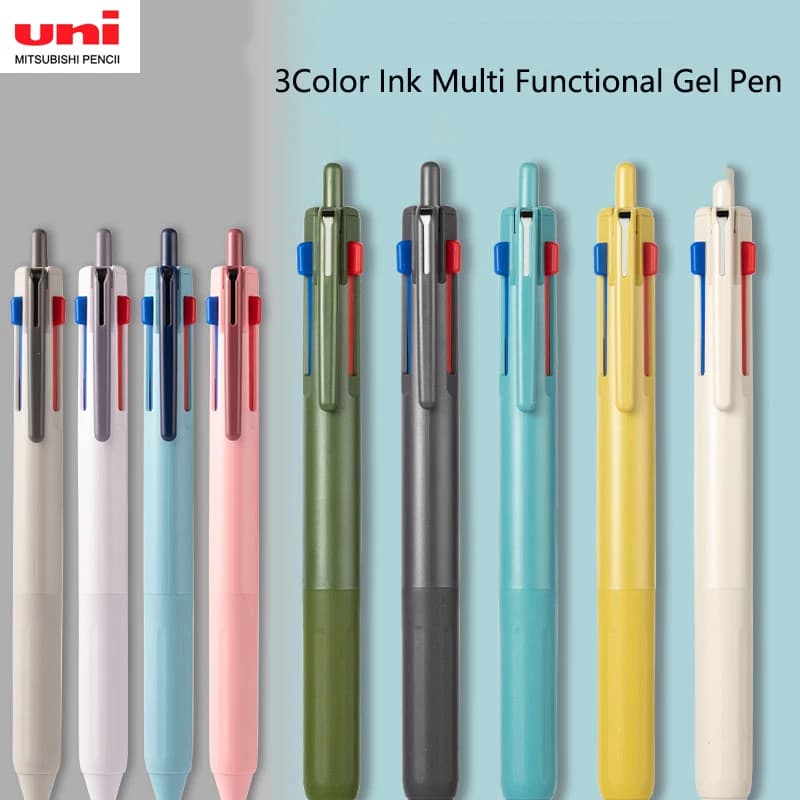 Uni Jetstream penna Gel multifunzione 3 colori penna a pressione cancelleria giapponese penne a sfera 0.5/0.7MM per materiale scolastico per ufficio