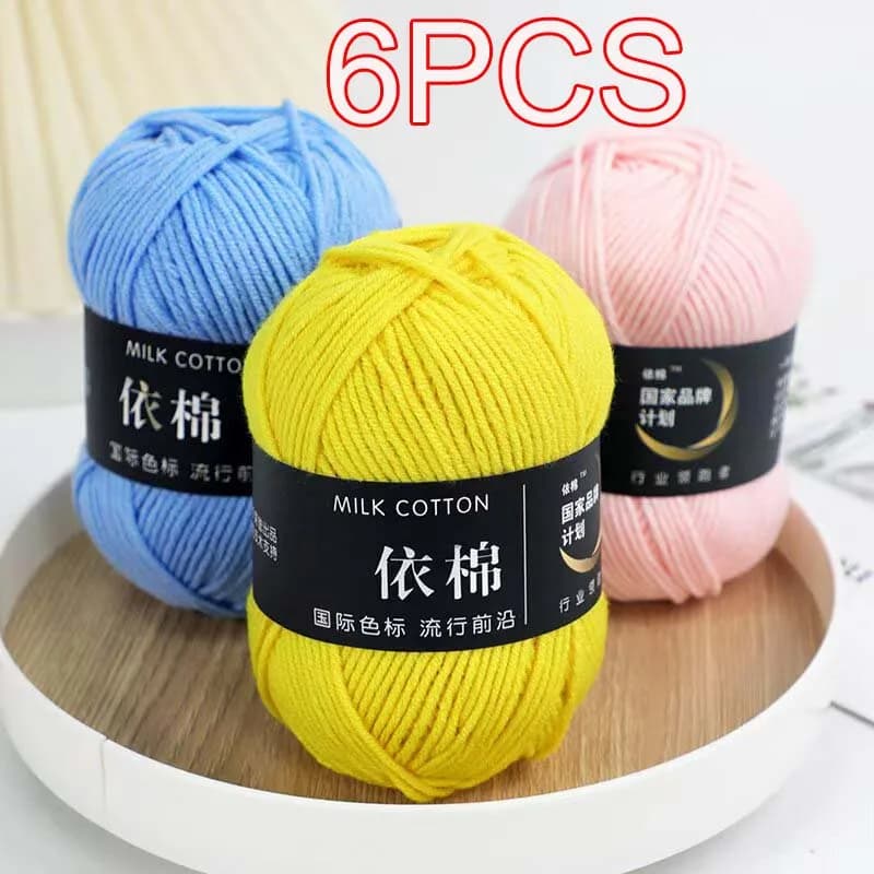 6 pezzi, 300g di filato di cotone latte spesso per lavoro a maglia, per maglioni, sciarpe, cappelli, filo per uncinetto, linea per amigurumi
