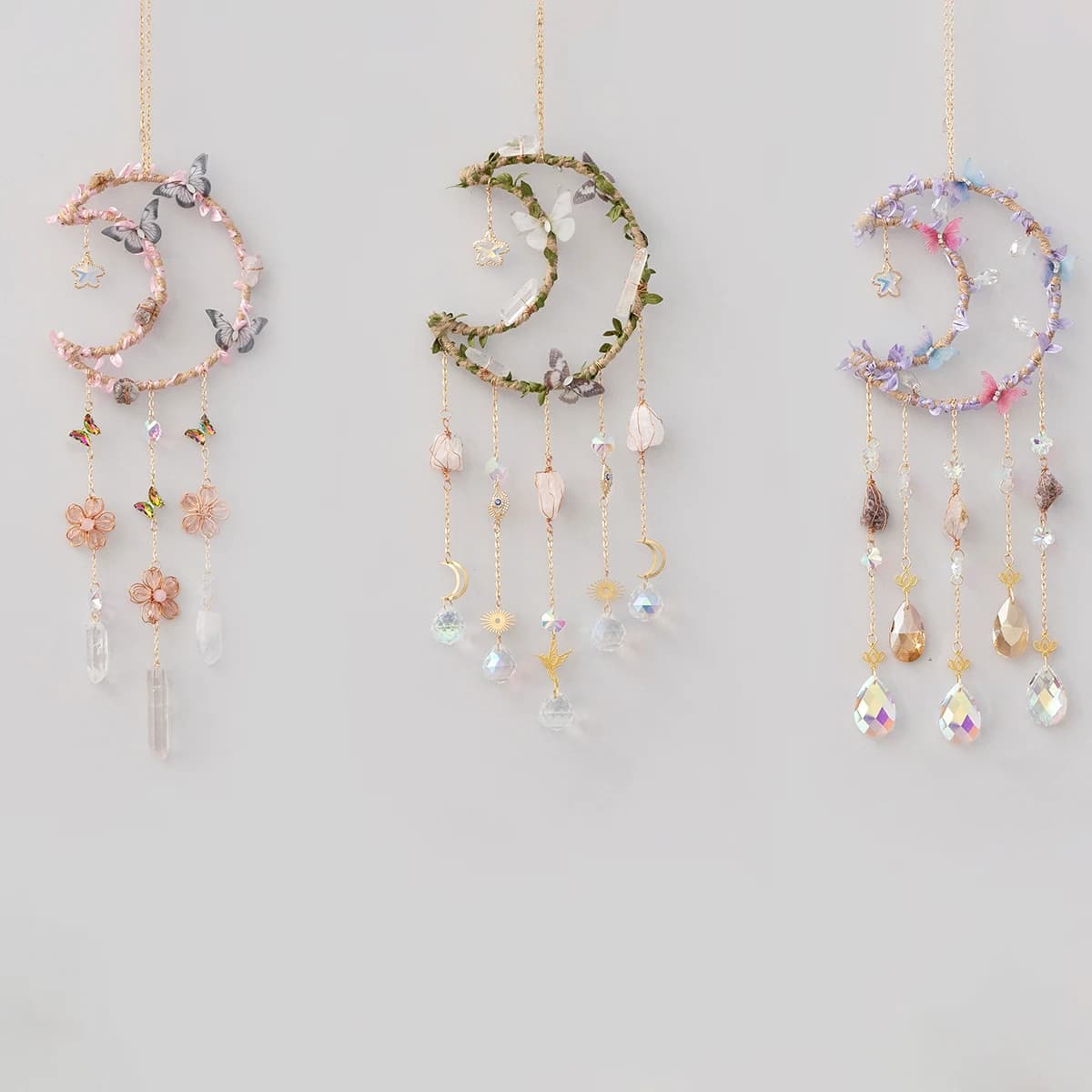 Crystal Stone dream catcher Wind Chime Prism Suncatcher Rainbow Catcher Maker Light Catcher Home Decorations Bedroom Decor