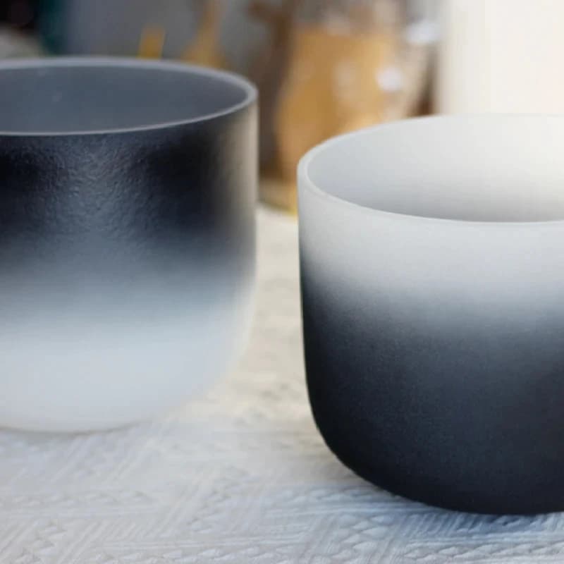 Hye-eun 8inch Black Gradient Professional Quartz 432hz Crystal Singing Bowl Tibetan Bowls Sound Healing Instruments