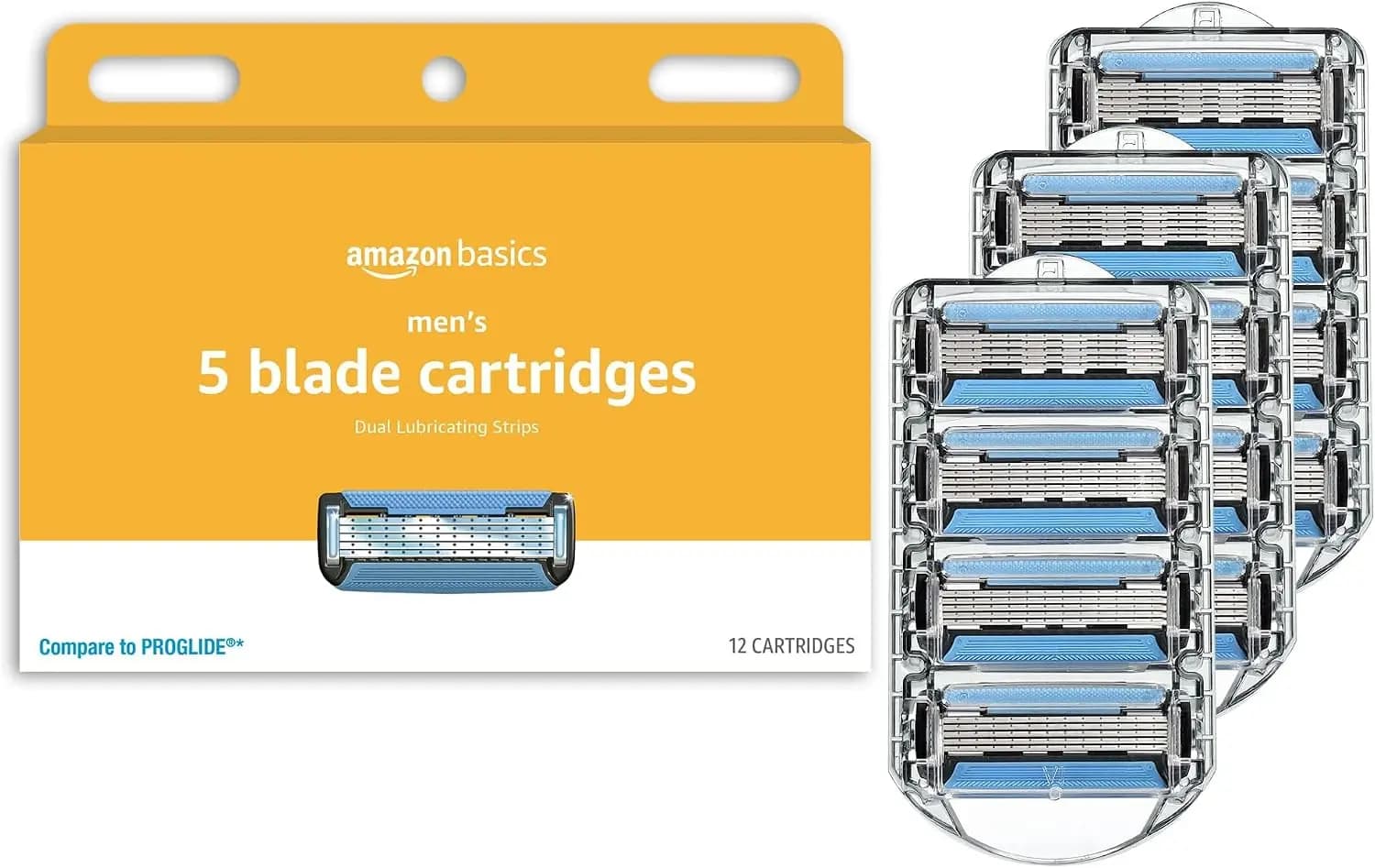 5-Blade Razor Refills for Men, Hypoallergenic, Precision Beard Trimmer, 12-Pack