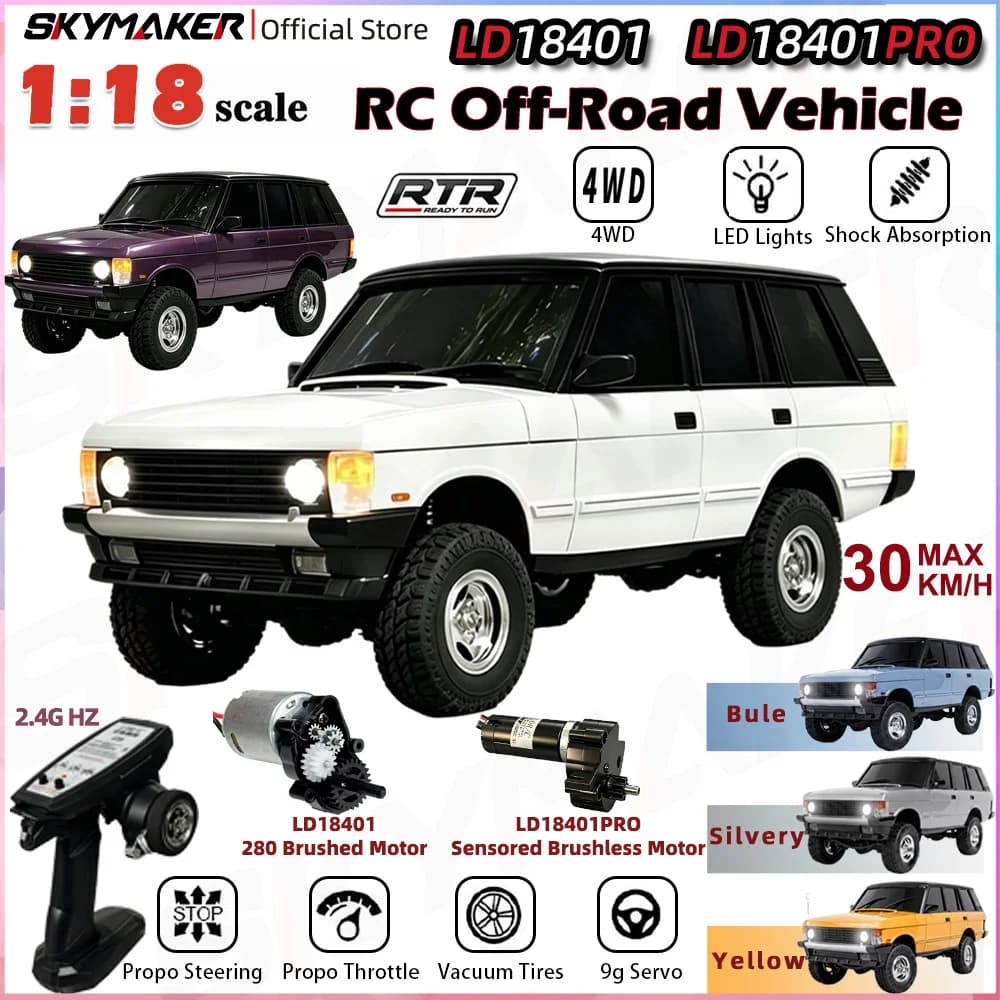 LDRC LD18401 LD18401Pro 1/18 4WD Off-Road RC Car Metal Driveshaft Oil Shock Absorber Full Proportional Climbing Vehicle Gift Toy