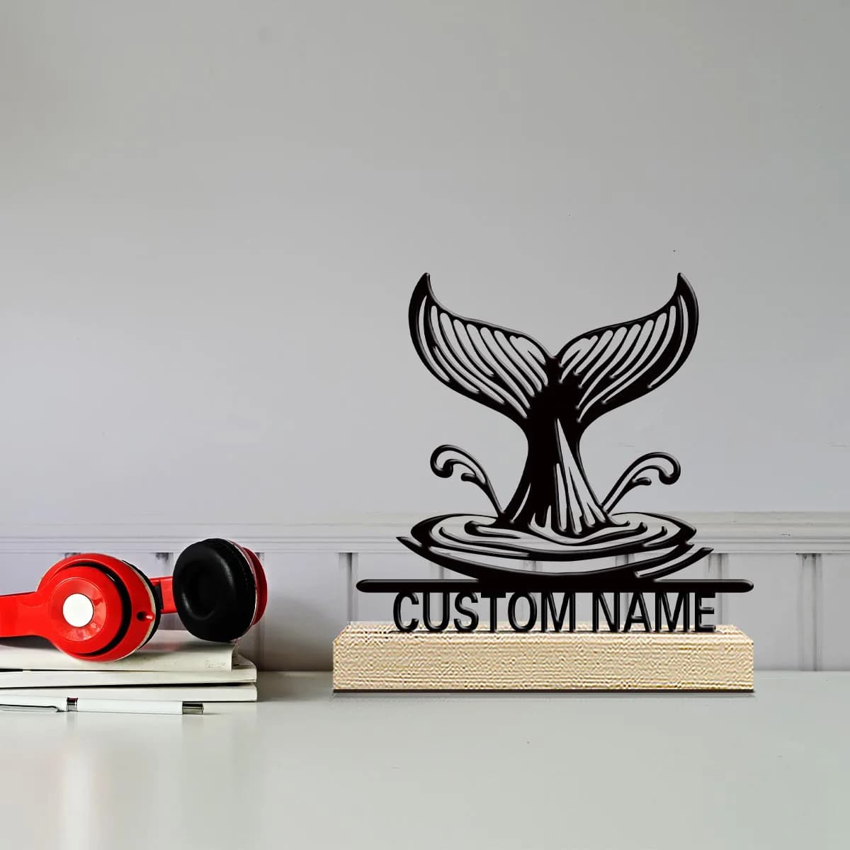 1pc Metal Desktop Decoration Custom Name With Wooden Base Perfect for Home or Office Decoration